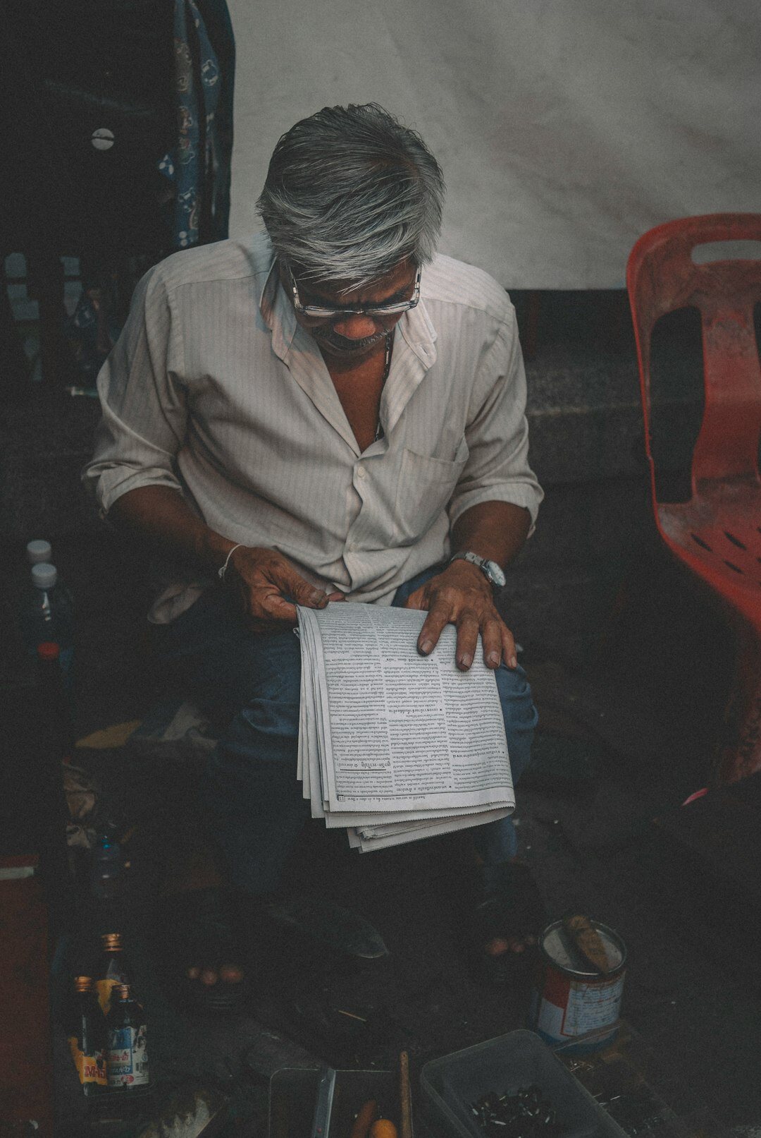 person reading documents