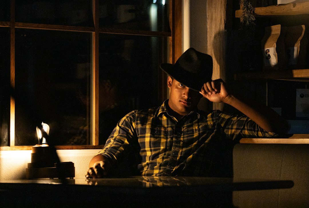 Portrait of an investigative journalist working late at night
