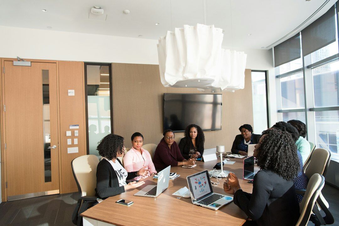 team discussing case in meeting room